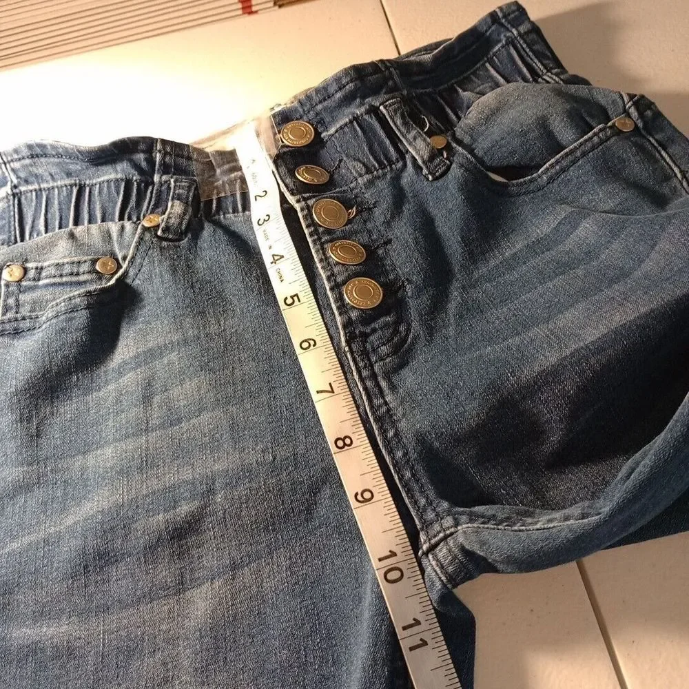 Celebrity Ace Women's Ankle Crop Button Fly Skinny Jeans Paper Bag Waist 3/26